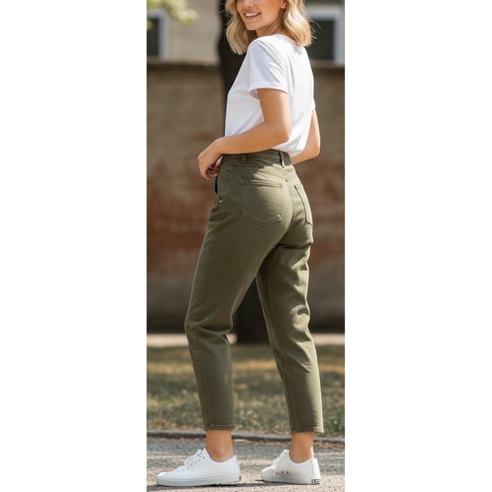 Dazy Olive Green Cotton High Rise Tapered Mom Jeans Sz M Utility Gorpcore‎ Y2K
